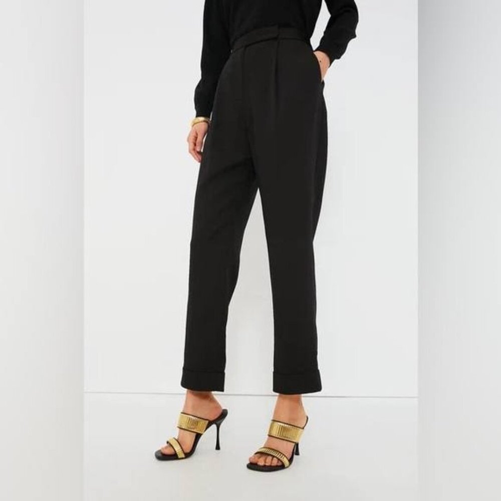 Tuckernuck Black Pleated Duncan Straight Leg Trouser Pants Crop Size XL